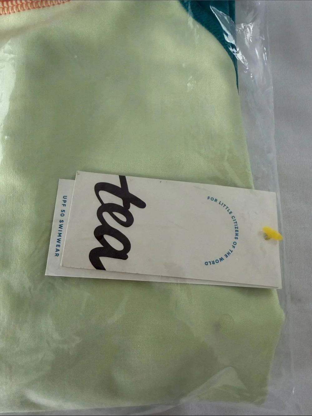 NWT Tea Collection Long Sleeve Rash Guard in Lime Ice Size 6 Kids